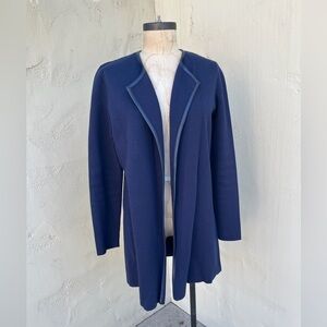 J McLaughlin open front knit cardigan duster with faux leather trim - size S